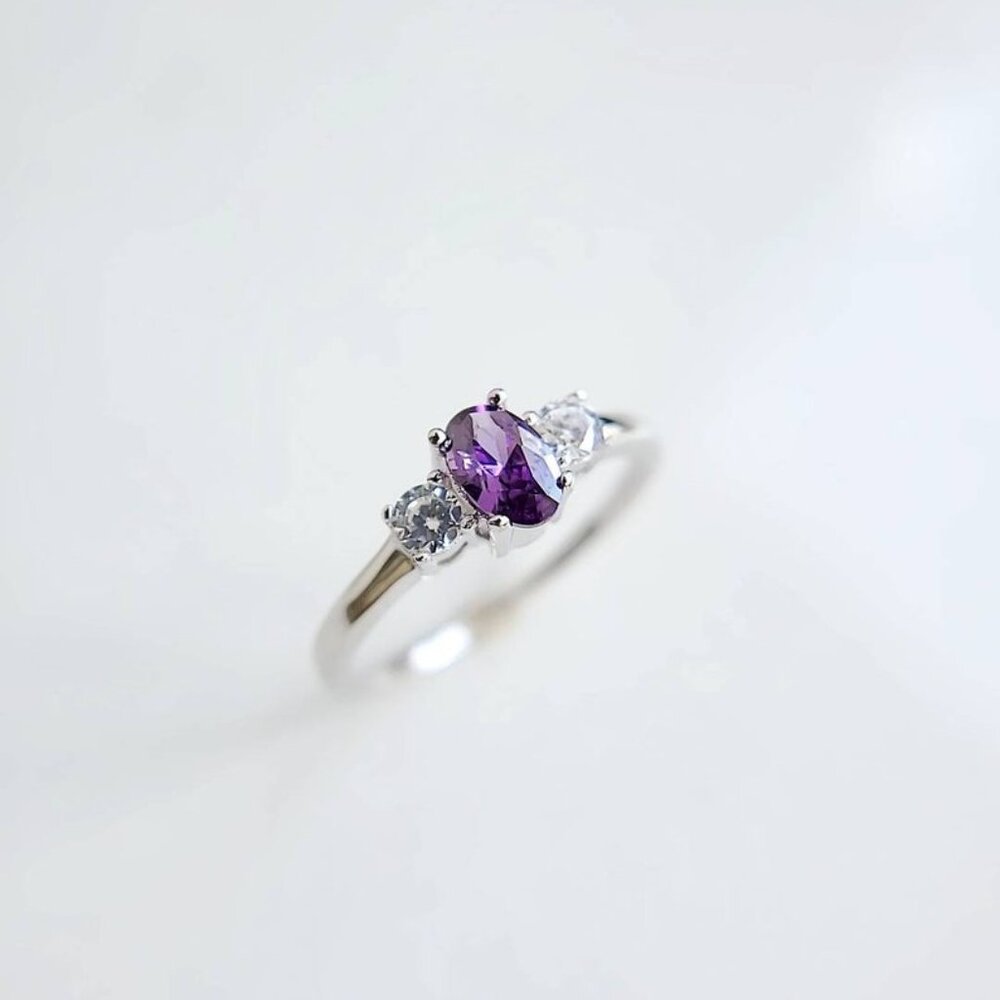 Sterling Silver Amethyst Ring, Brides Ring, Promi… - image 4